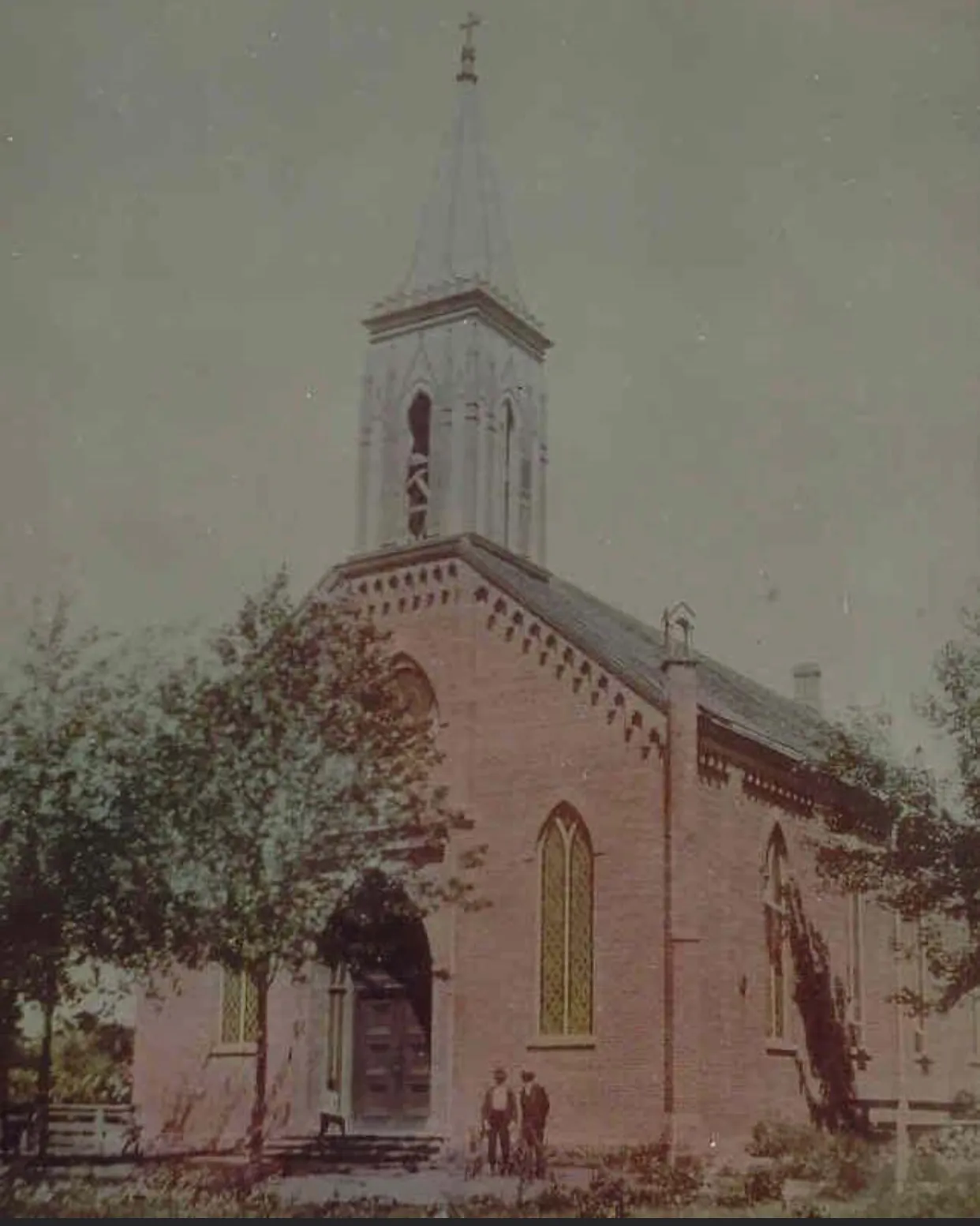 Historic photograph of Michigan church before roof restoration by DG Builders