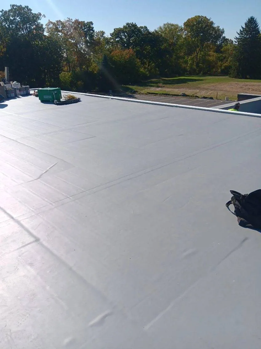 Finished TPO flat roof installation by DG Builders LLC in Macomb County Michigan